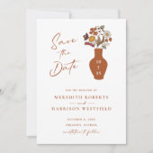 Whimsical Retro Boho Bloemen Bruiloft Save The Date (Voorkant)