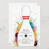 Whimsical Retro Bowling Verjaardag Kaart (Voorkant / Achterkant)