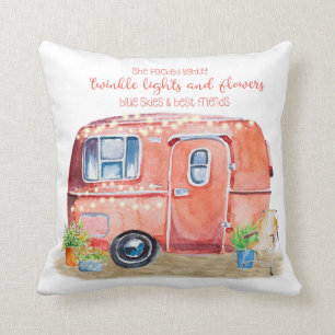 Whimsical Retro Camper Caravan Friends Quote Kussen