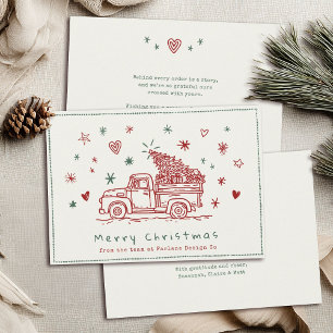Whimsical Retro Christmas Truck Small Business Feestdagenkaart