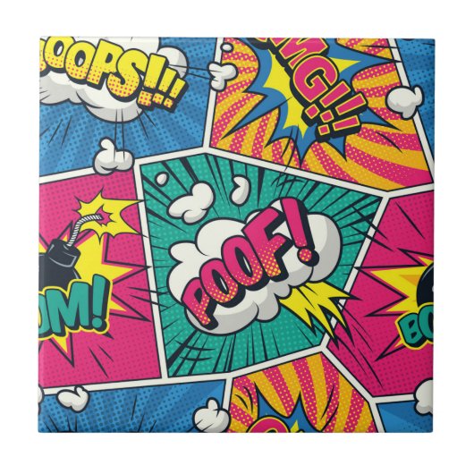 Whimsical Retro Comic Blast - Pop Art Tegeltje (Voorkant)