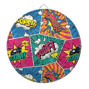 Whimsical Retro Comic Burst - Levendige Pop Art Dartbord