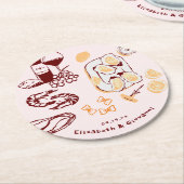 Whimsical Retro Doodle Art | Bruiloft Ronde Kartonnen Onderzetter (Gebogen)