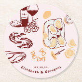 Whimsical Retro Doodle Art | Bruiloft Ronde Kartonnen Onderzetter (Voorkant)