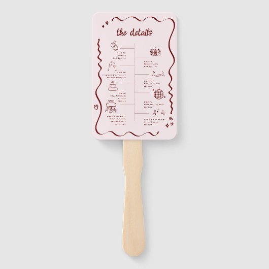 Whimsical Retro Doodle Art | Bruiloft Welkom Handwaaier (Achterkant)