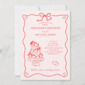 Whimsical Retro Doodle Art Wedding Kaart (Voorkant)