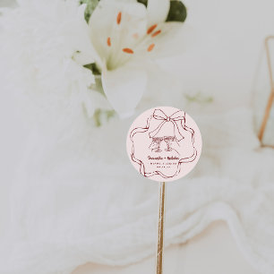 Whimsical Retro Doodle   Bruiloft Ronde Sticker