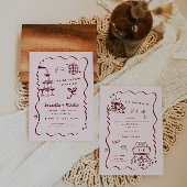 Whimsical Retro Doodle Kunst | Trouwen Kaart