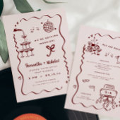 Whimsical Retro Doodle Kunst | Trouwen Kaart