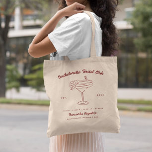 Whimsical Retro Doodle Vrijgezellenweekend Tote Bag