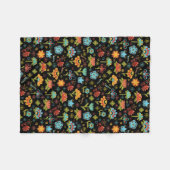 Whimsical Retro Flowers en Birds Fleece Deken (Voorkant (Horizontaal))