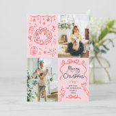 Whimsical Retro Hand getekend Merry Christmas 2 Fo Feestdagenkaart (Staand voorkant)