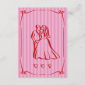 Whimsical Retro Hand getekend Roze Rode Streep Wed Informatiekaartje (Achterkant)