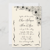 Whimsical Retro Handschrift Quirky Bloemen Bruilof Kaart (Voorkant)