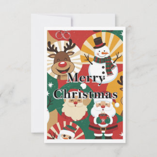 Whimsical Retro Kerstkaart Bedankkaart