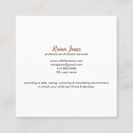 Whimsical Retro Kind en hond Tea Party Nanny Vierkante Visitekaartje (Achterkant)