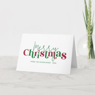 Whimsical Retro Prettig Kerstfeest met familienaam Kaart