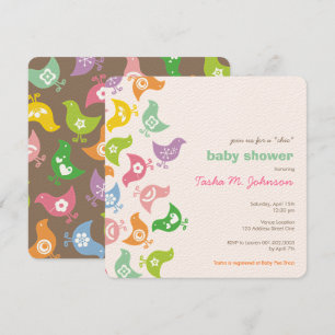 Whimsical Retro Rainbow Chicken Cute Baby shower Kaart