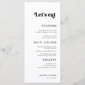 Whimsical Retro Script Laten we Eten Minimalistisc Menu (Voorkant)
