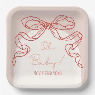 Whimsical Retro Sinaasappel Hand getrokken boog Ba Papieren Bordje
