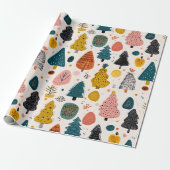 Whimsical Retro Tree Cadeaupapier (Uitgerold)