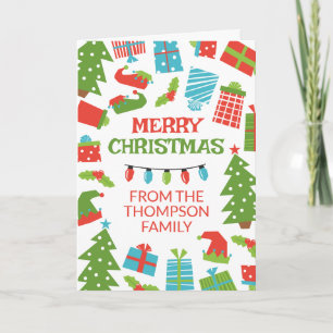 Whimsical Retro Tree Cadeaus Foto Vrolijk Kerstfee Kaart