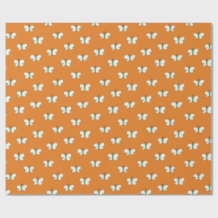 Whimsical Retro Volkskunst Vlinder Terracotta Cadeaupapier