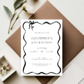 Whimsical Ribbon Bow 16th Birthday Party Kaart