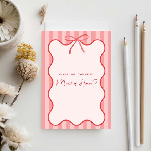 Whimsical Ribbon Maid of Honor kaart
