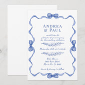 Whimsical Ribbon Sweet Wedding Kaart (Voorkant / Achterkant)