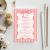 Whimsical Ribbon vrijgezellenfeest menu met naam
