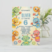 Whimsical Robot Invitation d'anniversaire pour les (Debout devant)