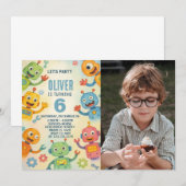 Whimsical Robot Invitation d'anniversaire pour les (Devant / Derrière)