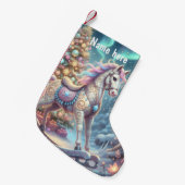 Whimsical Rocking Horse Kleine Kerstsok (Voorkant (Hangend))