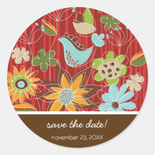 Whimsical Rode Bloementuin Zomer Bruiloft Sticker