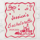 Whimsical Rode Coktail Meisjesuitje Weekend Wijn Etiket (Enkel label)