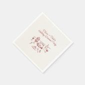 Whimsical Rode Hand Getekend Kerst Dinerfeest Servet (Hoek)