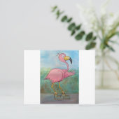 Whimsical Roller Skating Roller Blading Flamingo Briefkaart (Staand voorkant)