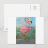 Whimsical Roller Skating Roller Blading Flamingo Briefkaart (Voorkant / Achterkant)
