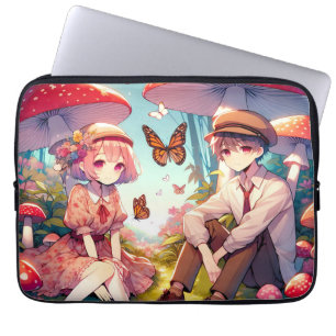 Whimsical romantisch anime koppel laptop sleeve