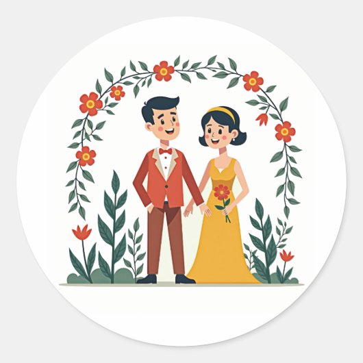 Whimsical Romantisch Sticker voor Koppels (Voorkant)