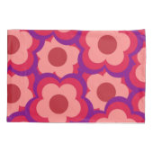 Whimsical Rood & Roze Bloemen Retro, Bold Preppy Kussensloop (Achterkant)