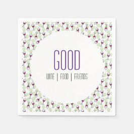 Whimsical rood wijnglas illustratiepatroon servet