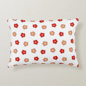 Whimsical Rood & Wit Bloem Retro Bloemen Ontwerp Accent Kussen (Voorkant)