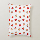 Whimsical Rood & Wit Bloem Retro Bloemen Ontwerp Accent Kussen (Achterkant (Verticaal))