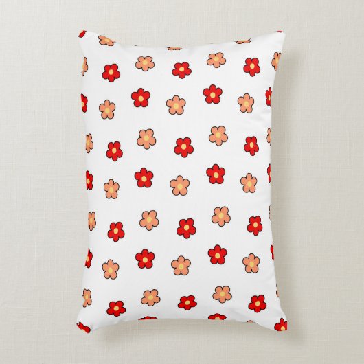 Whimsical Rood & Wit Bloem Retro Bloemen Ontwerp Accent Kussen (Voorkant(Verticaal))