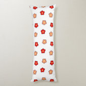 Whimsical Rood & Wit Bloem Retro Bloemen Ontwerp Lichaamskussen (Achterkant (Verticaal))