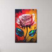 Whimsical Roos and Drip Paint Canvas Afdruk (Voorkant)