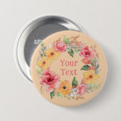 Whimsical Roos bloemkrans revers versiering Ronde Button 7,6 Cm (Voorkant /achterkant)