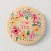 Whimsical Roos bloemkrans revers versiering Ronde Button 7,6 Cm (Voorkant)